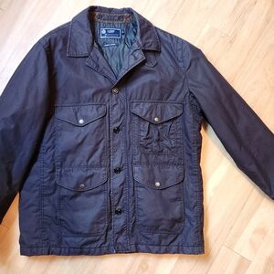 J CREW LANGHAM Dark Gray Coat British Millerain Waxed Cotton Men's Size Large